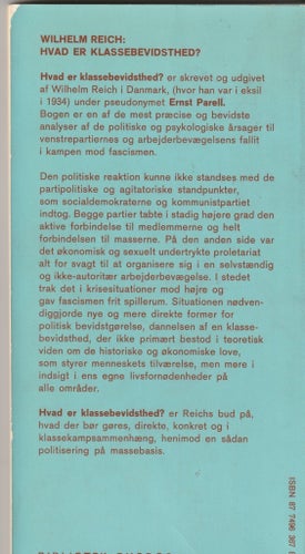 WILHELM REICH: HVAD ER KLASSE-BEVIDSTHED? 1972. (danska)