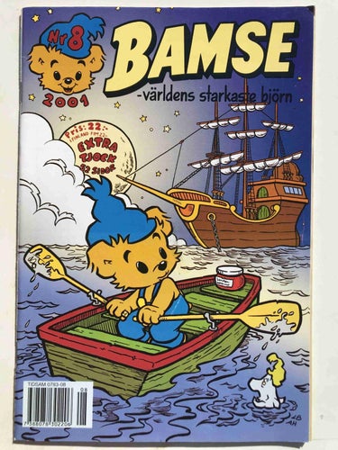 Bamse - 2001:8 VF+ med reklambilaga "Bamsebiblioteket"