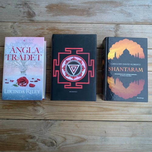 Bokpaket Roman & Själ – Änglaträdet + Shantaram + Brombergs Svart/Rött Skinband