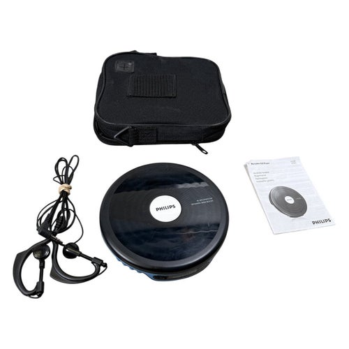 Philips AX2500 Bärbar CD-Spelare Hörlurar Väska Manual Svart Blå Discman