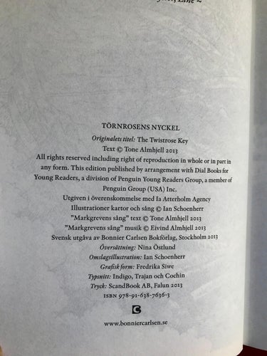 TÖRNROSENS NYCKEL Tone Almhjell 2013