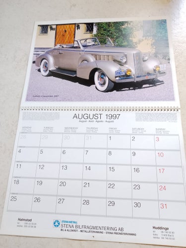 Väggkalender Classic Cars 1997