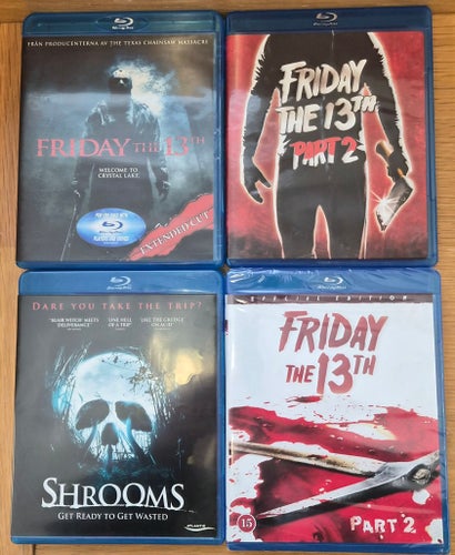 Blandade Skräckfilmer Blu-ray: Friday the 13th, Shrooms, Deathgasm, REC 2, 30 Da