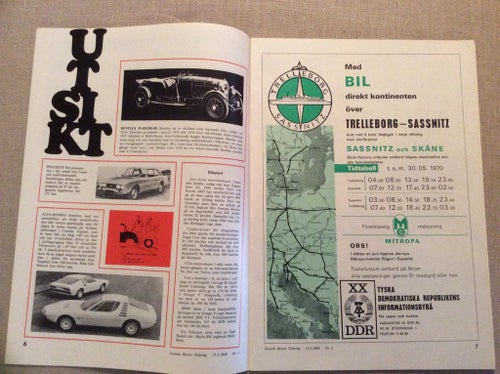 SMT svensk motor tidning nr 5 1969 OPEL KAD,Fiat,Färje linjer,Grupp Trubaduri