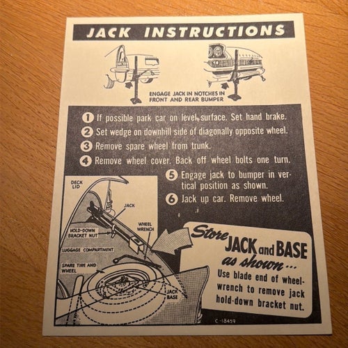 Chrysler 1958 Jack instructions