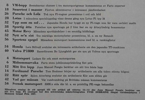 FART 1962/6 Lotus 24 F1, Honda, Volvo P1800, Porsche 2 liter, Porsche-nummer