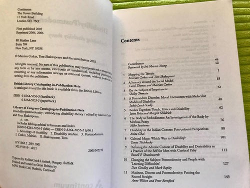DISABILITY / POSTMODERNITY Marian Corker Tom Shakespeare 2002