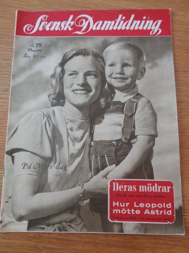 Svensk Damtidning nr21 1940 hemma hos major Arvid Eriksson militär,Kungligt,mode