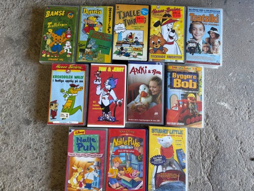VHS-filmer - Blandade barnfilmer, tex Nalle puh, Bamse mfl