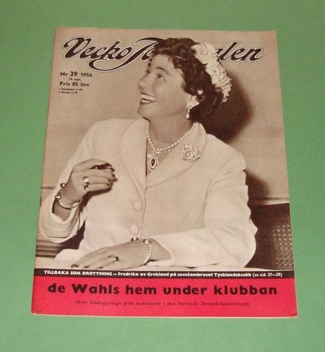 Vecko-Journalen 1956-39. Fredrika av Grekland på framsidan.