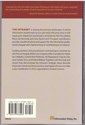 Intranets for Info Pros / Mary Lee Kennedy, Jane Dysart (edited by)