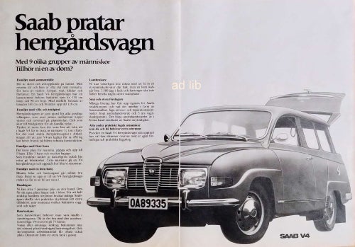 SAAB V4 HERRGÅRDSVAGN, STOR REKLAMANNONS 1971