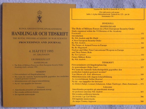 Försvarsindustri och europeisk säkerhetspolitik m.m. (Krigsvet 4/1993)