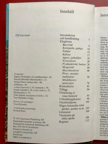 BLOMMOR OCH TRÄD VID MEDELHAVET Tore Hylander 1975