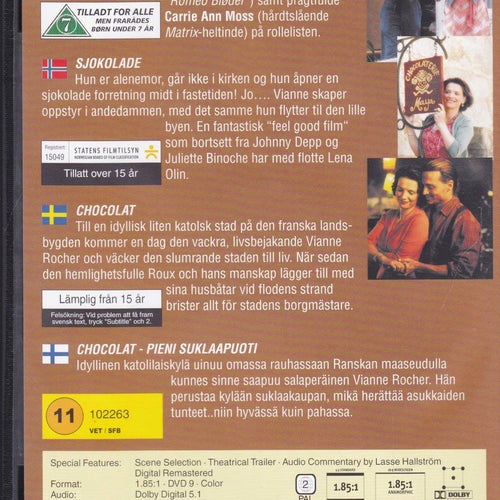 DVD / Chocolat / Johnny Depp, Juliette Binoche, Lena Olin / Nära nyskick