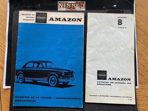 Volvo Amazon prislista och häfte med reservdelar sprängskisser . 1965