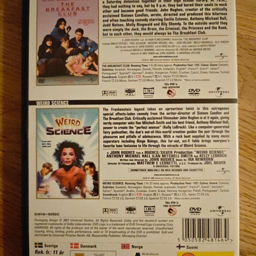 The Breakfast Club & Weird Science - 2 Film Boxset DVD