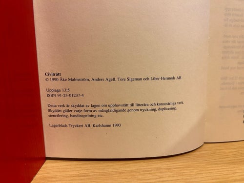 Civilrätt av Åke Malmström Anders Agell, bok