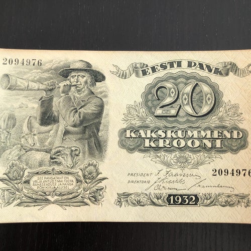 Estonia Estland 20 krooni sedel 1932 ovikt/AU P-64