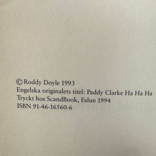 Roddy Doyle – Paddy Clarke Ha Ha Ha | Roman Booker Prize inbunden