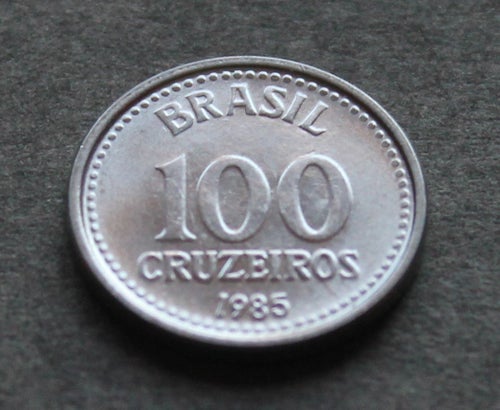 BRASILIEN - 100 Cruzeiros 1985 - KM 595 - Rostfritt stål