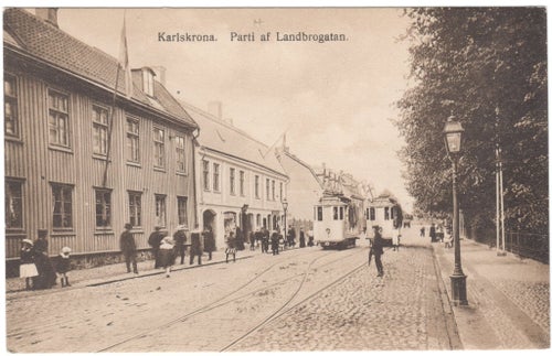 Karlskrona / Spårvagnar på Landbrogatan