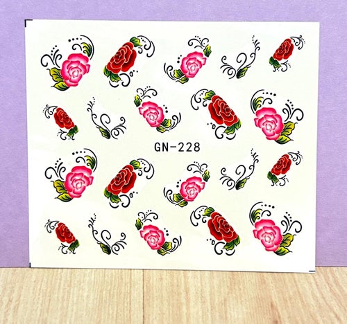 Nail Art Stickers vackra röda rosa rosor prickar naglar design trend cute