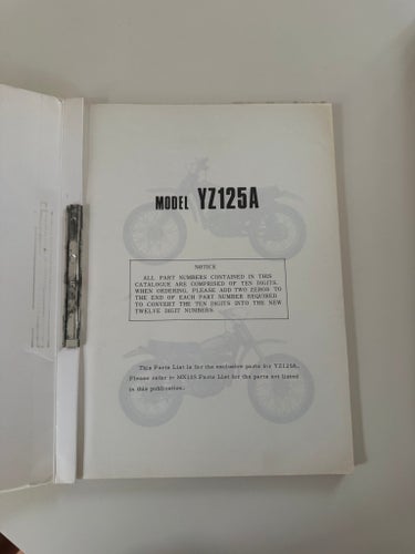 Yamaha Parts List Model MX125 + YZ125A, Yamaha Motor Co., Ltd., 1973