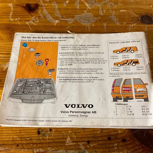 Volvo Personvagnar AB - Det här ska du kontrollera vid tankning - 1994