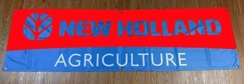 Nytt NEW HOLLAND Banner Flagga 150x45 cm Logo Traktor Jordbruk Skördetröska