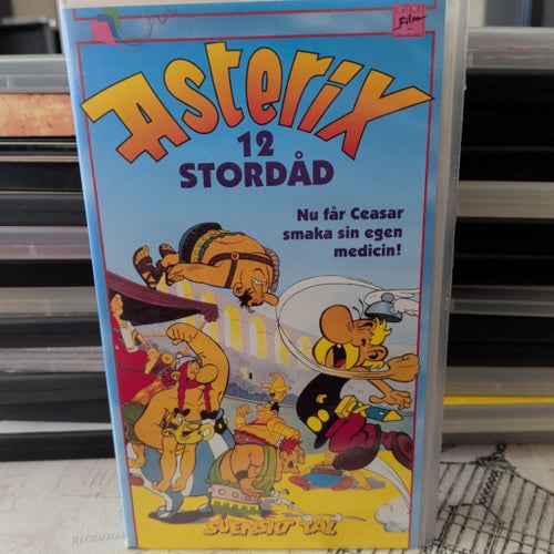 Asterix 12 Stordåd VHS, Svenskt tal, OOP, Nostalgi, Kult, Obelix