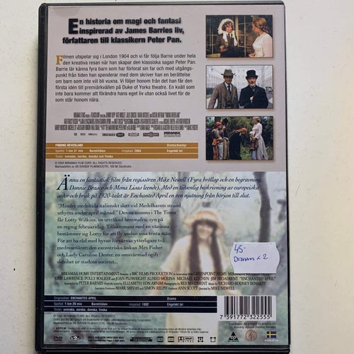 FINDING NEVERLAND / ENCHANTED APRIL. DVD DRAMA X 2. 2004 + 1992.