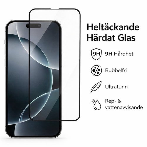 iPhone Air 9H Härdat Glas Skärmskydd - Heltäckande Svarta Kanter | iPhone 17 Air