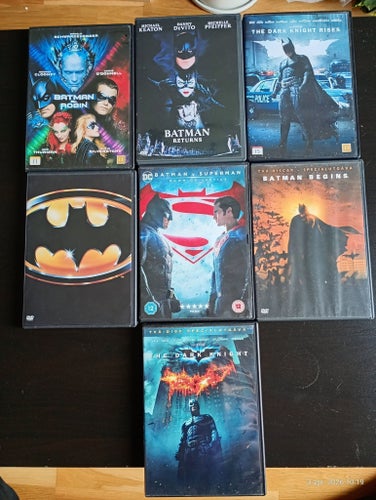 Sju (7) stycken BATMAN filmer på DVD med text på svenska , filmpaket, filmserie