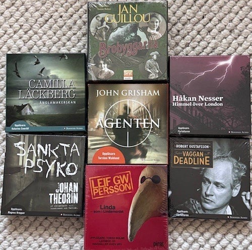 Ljudböcker: Jan Guillou, Camilla Läckberg, John Grisham, Håkan Nesser, Johan