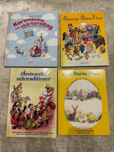 Bokpaket till barn 4 st, barnens bästa visor, Årstider och seder, påsk böcker