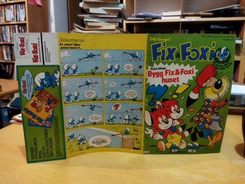 Fix & Foxi 1980 nr 3, Smurfel-pyssel, Bygg Fix & Foxi huset + kupong på fliken