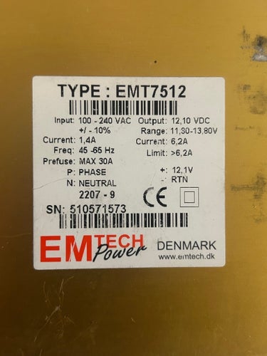 EM Tech Power EMT7512 Strömförsörjning