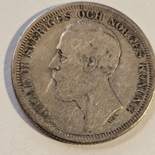 2 krona 1880 Med Sveriges OCH Norges. Raritet.