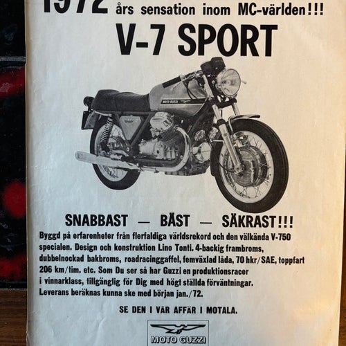 Moto Guzzi V-7 Sport från 1972 annons