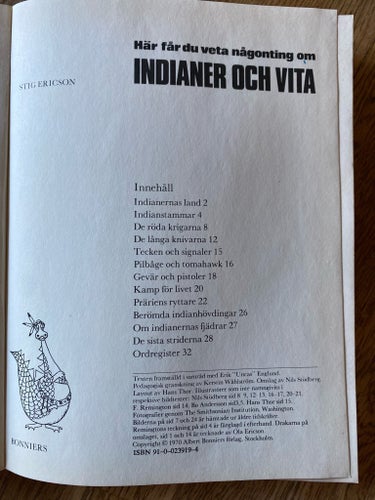 INDIANER OCH VITA av Stig Ericson, 1970