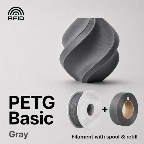 Bambu Lab PETG Basic Gray/Grå, 1.75 mm, 2kg (2 x1 kg)