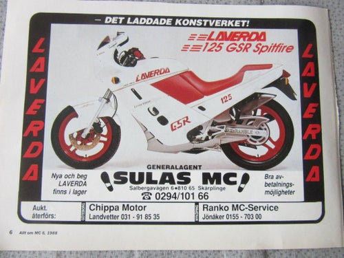 Laverda 125 GSR Spitfire  1988 reklam annons