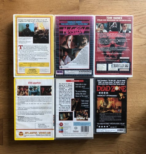 6 VHS-filmer Hyr - 12 fördömda män, Vault of Horror, Eld Upphör, Dead zone mfl