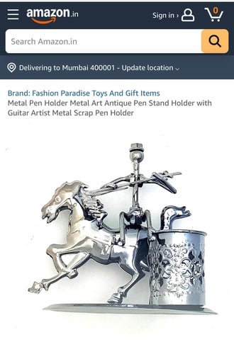 Metallpennhållare med häst och figur