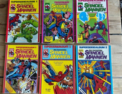 Den fantastiske Spindelmannen Superseriealbum 1 2 3 9 11 + Presentalbum