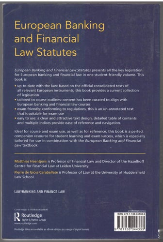 European Banking and Financial Law Statutes / Matthias Haentjens m.fl.
