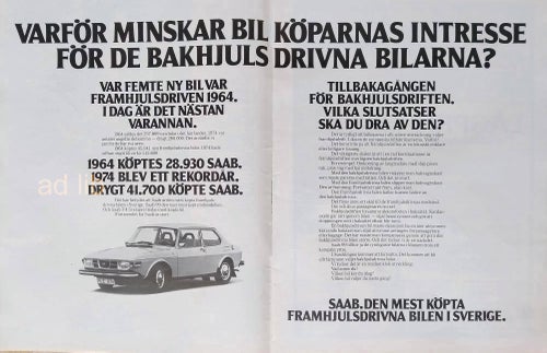 SAAB - 41.700 KÖPTE SAAB 1974, STOR ANNONS 1975