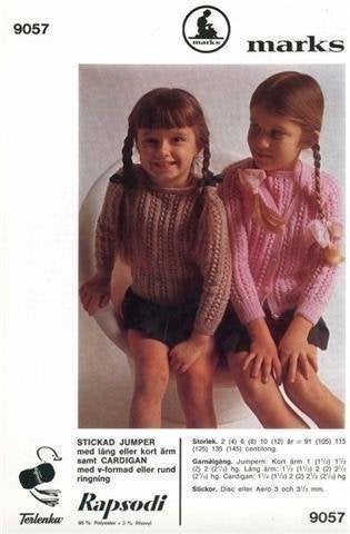 ** STICKMÖNSTER ** BARN ** JUMPER m LÅNG el. KORT ÄRM o KOFTA ** från 70-talet *