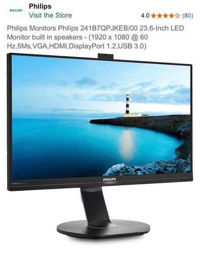 Philips 241B7QPJKEB/00 23.6-tums LED-skärm med inbyggda högtalare
